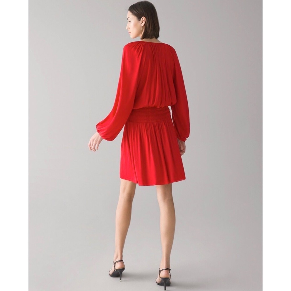 WHBM Drop Waist Blouson Dress Red~ Large - Picture 8 of 12